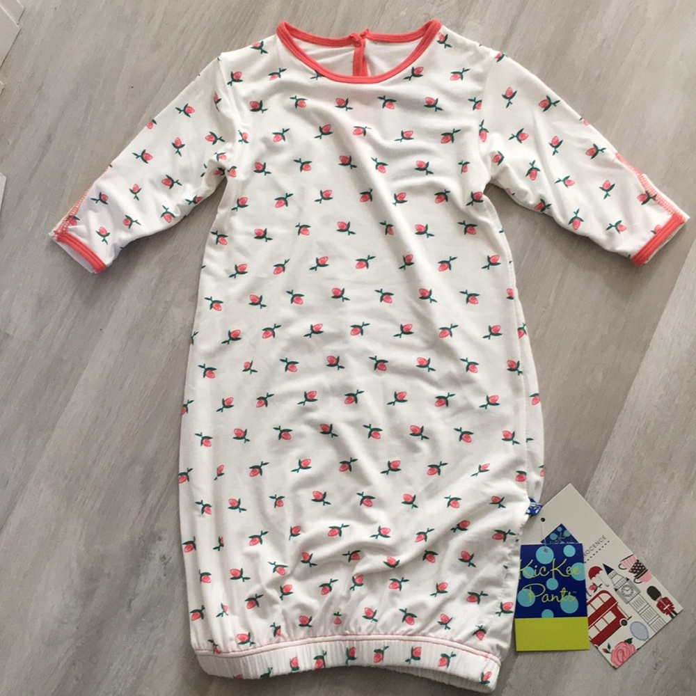 NWT Kickee Pants Layette Gown - Rose Bud Print